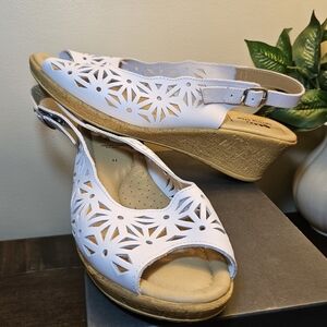 SPRING STEP Olivia Sandal White size 11 ‎ Slip On Comfort Leather Made in Italy